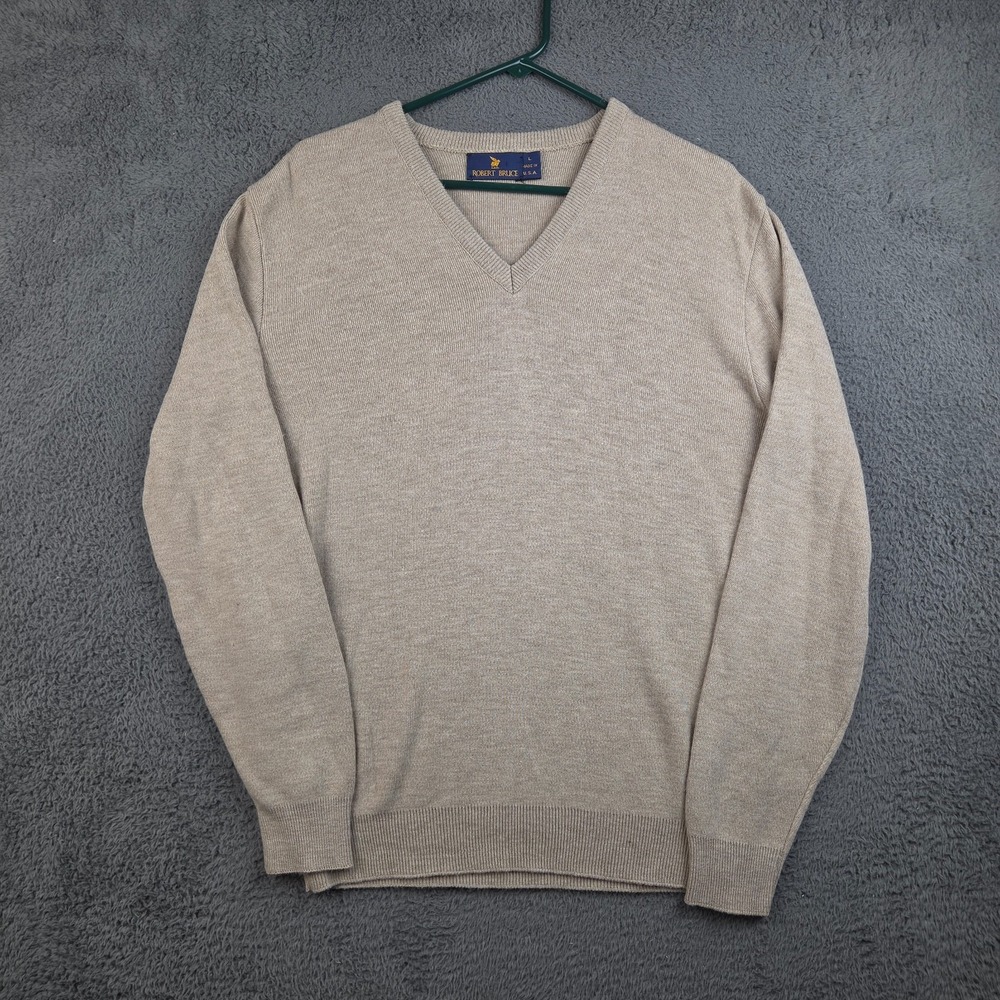 Vintage Robert Bruce Sweater Men's Large V Neck Orlon Acrylic 80s 90s Grandpa